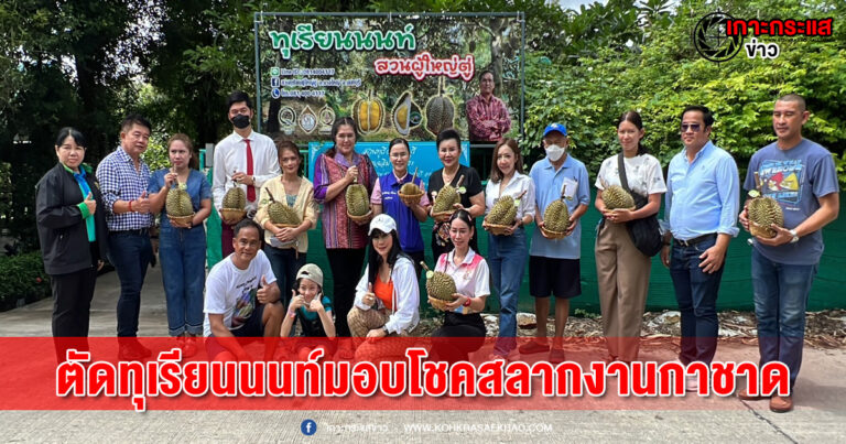 นนทบุรี-นอภ.บางใหญ่ นำทีมตัดทุเรียนนนท์มอบโชคสลากงานกาชาด พี่สาวตัดใจยกให้เป็นของขวัญวันเกิดน้องสุดที่รัก