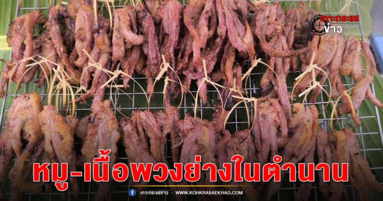 นครนายก – หนุ่มใหญ่วัย 55 ปีขับรถจักรยานยนต์พ่วงข้างเร่ขายหมูพวงเนื้อพวงย่างมีรายได้ดี